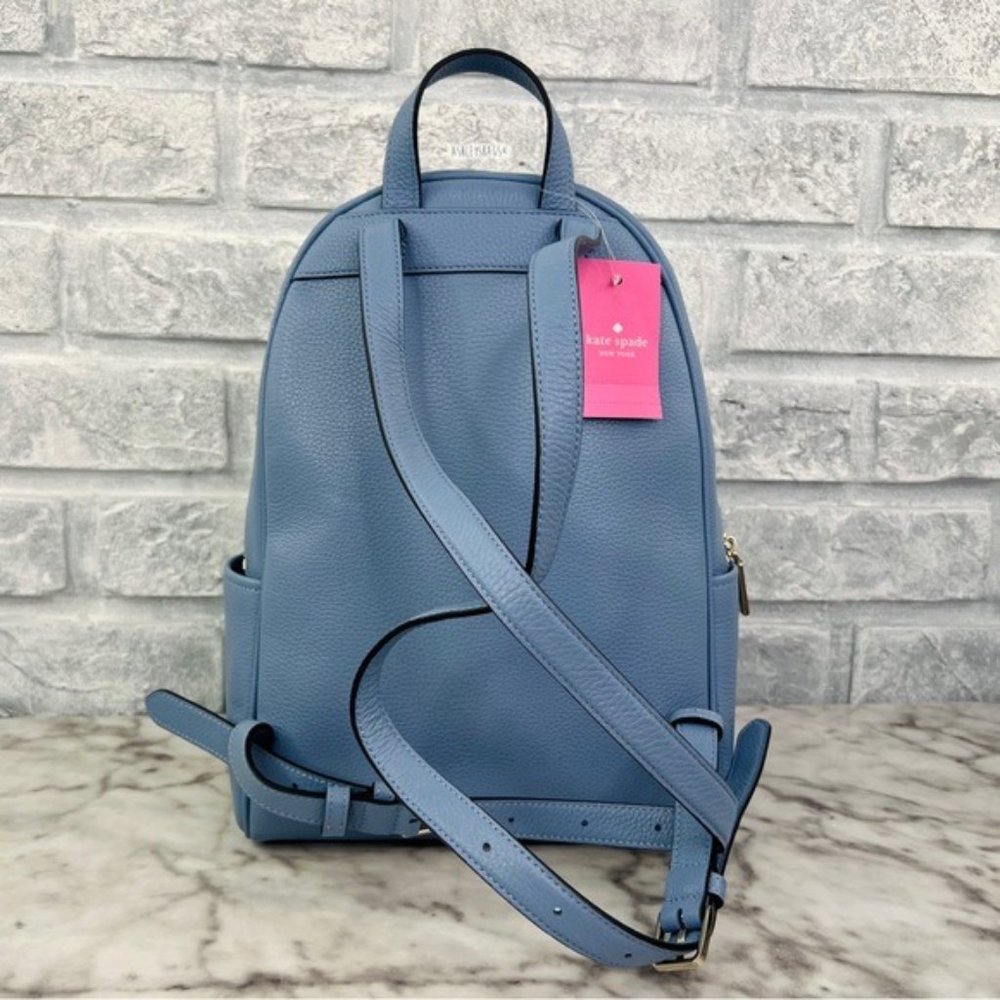 Kate Spade Leila Dome Backpack & Medium Compact Bifold Wallet In Dusty Blue - Picture 5 of 16